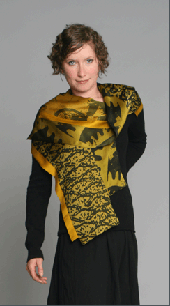 Model Jesse adorned with a Fiber at Large Silk Scarf